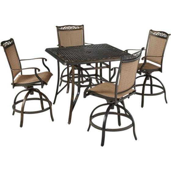 Fontana 5-Piece High-Dining Set with 4 Counter-Height Swivel Chairs and 42-in. x 42-in. Cast-Top Tab
