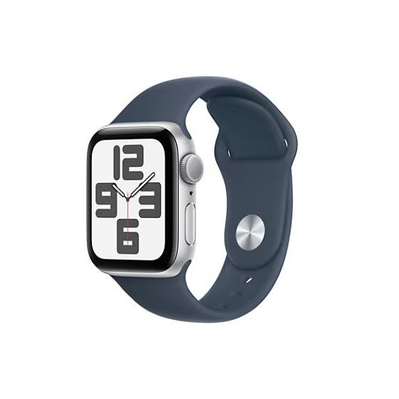 Apple Watch SE GPS 40mm Silver Aluminum Case with Denim Sport Band - M/L