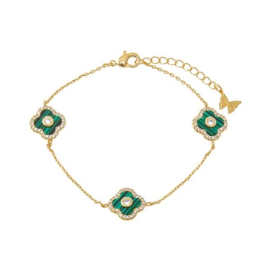 Multi Pave Colored Stone Clover Bracelet Size 7.5