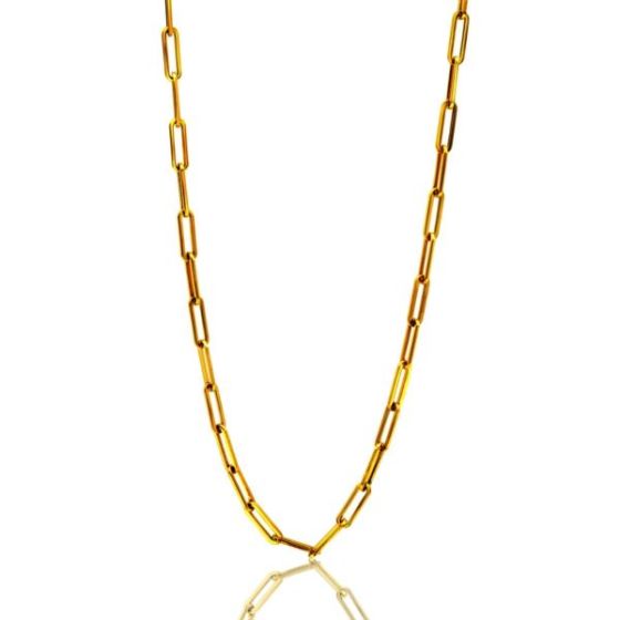 Paper Clip Necklace,  Large Chain Links, Gold Plated 24