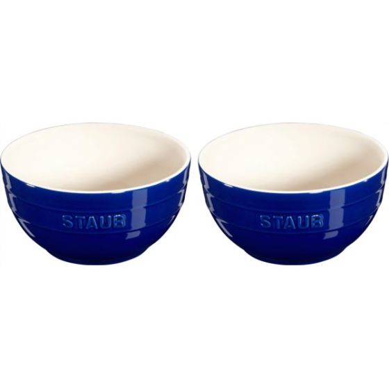 2pc Ceramic Large Universal Bowl Set Dark Blue