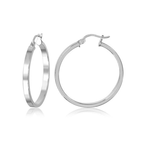 PARIKHS 3MM Square Flat Hoop Earring in 925 Sterling Silver - 20MM
