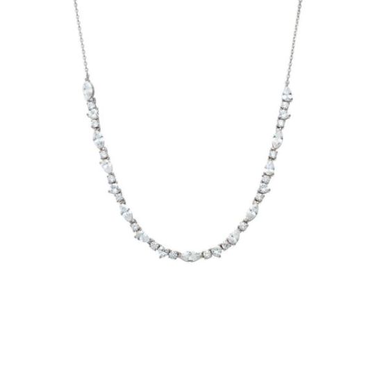 CZ Multi Shape Half Tennis Necklace Size 17