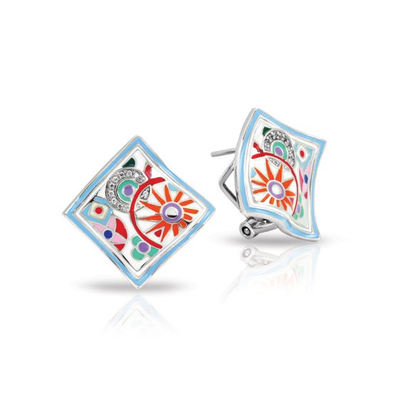 Belle Etoile Pashmina - Sterling Silver, Multicolor Enamel, White CZ Earring