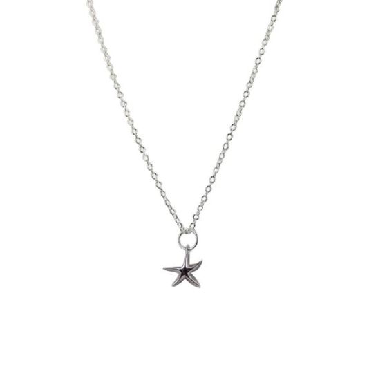 Silver 3 Dimensional Petite Star Fish Pendant Necklace