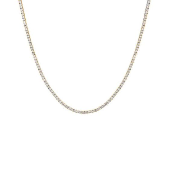 3CT Lab 4-Prong Tennis Necklace 14K Size 16