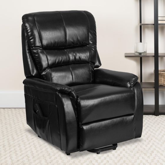 Black LeatherSoft Remote Powered Lift Recliner for Elderly - Medical Furniture