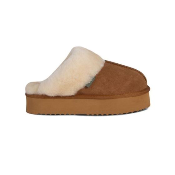 Womens Platform Scuff-Chestnut-5-6