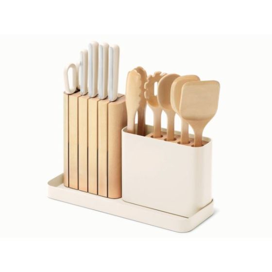 14pc Knife & Utensil Set Cream