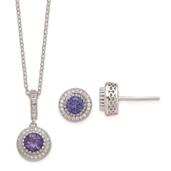 Sterling Silver Bluish CZ Necklace