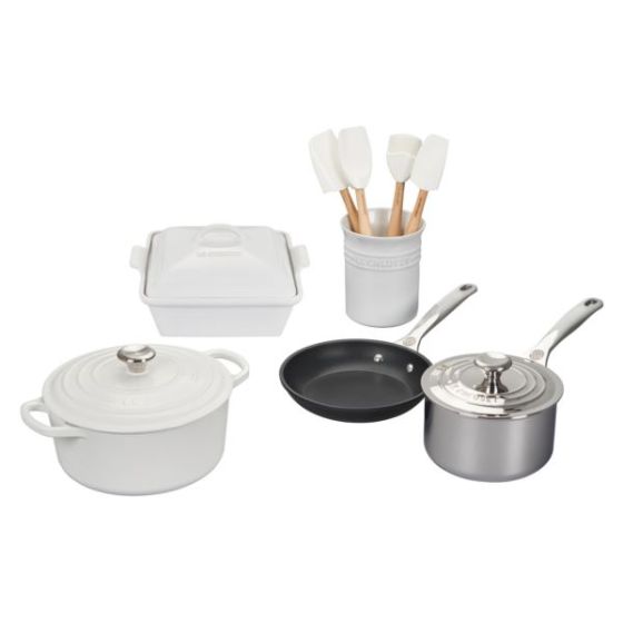 12pc Mixed Material Kitchen & Cookware Set White