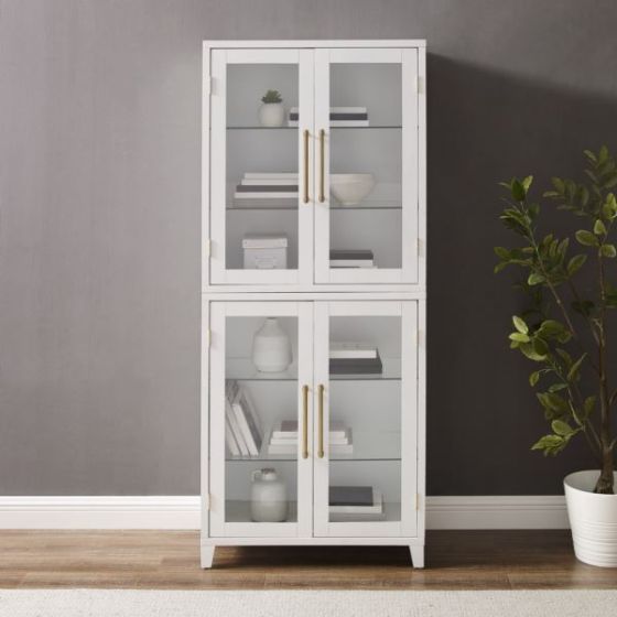 Roarke Glass Door Kitchen Pantry Storage Cabinet