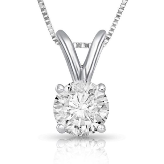 Bright White Round Lab Grown Diamond Prime Pendant with chain in Sterling Silver 1.00ct, FG, SI2 I1