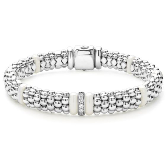 Single Station Diamond Caviar Bracelet Size 7