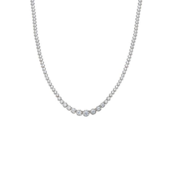 CZ Bezel Graduated Tennis Necklace Size 17