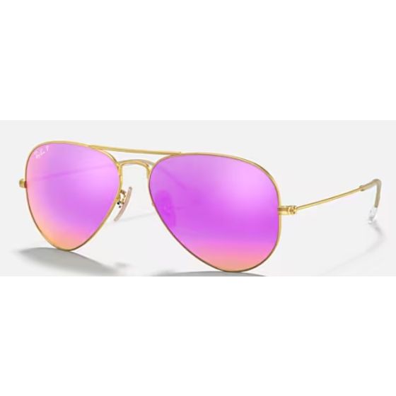 Ray-Ban Aviator Flash Unisex Sunglasses Polarize Size 58
