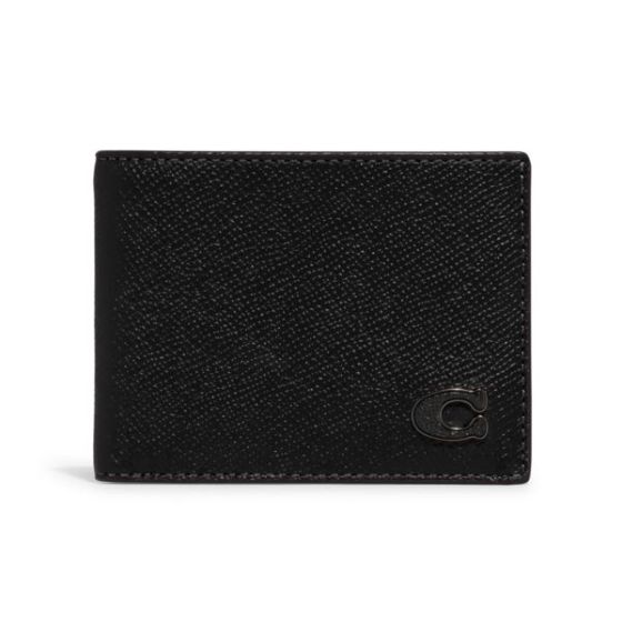Mens Crossgrain Leather Slim Billfold - Black