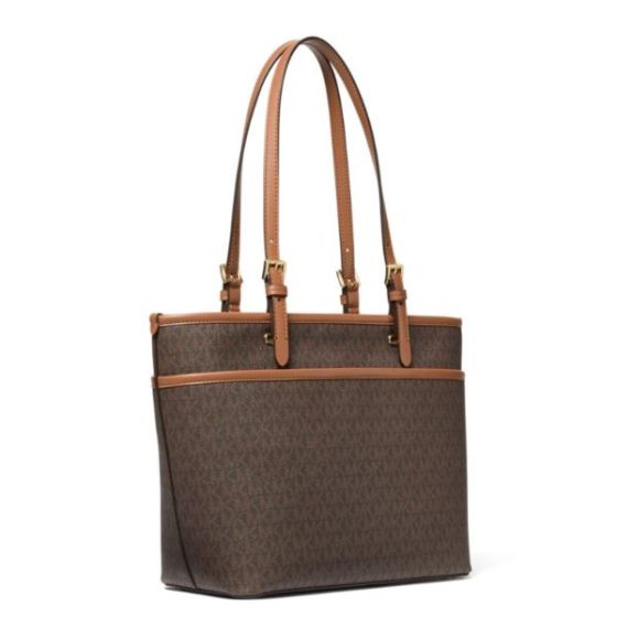 Winston Medium Top Zip Pocket Tote Bag - Brown/Acorn