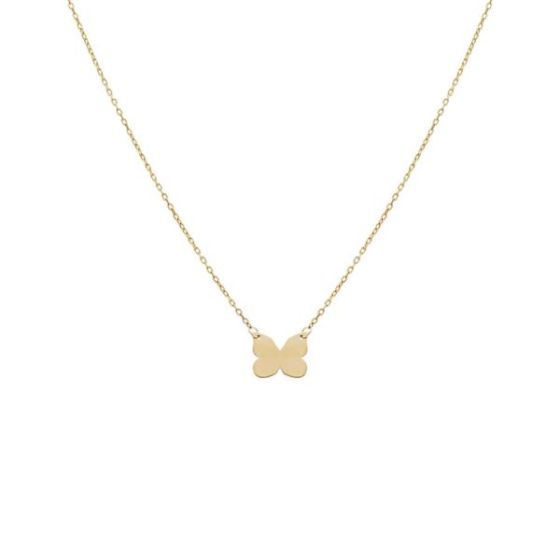 Butterfly Pendant Necklace 14K Size 18