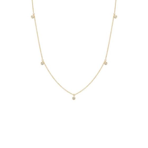 Diamond Multi-Bezel Necklace 14K Size 18