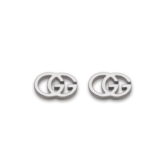GG Tissue White Gold Stud Earrings