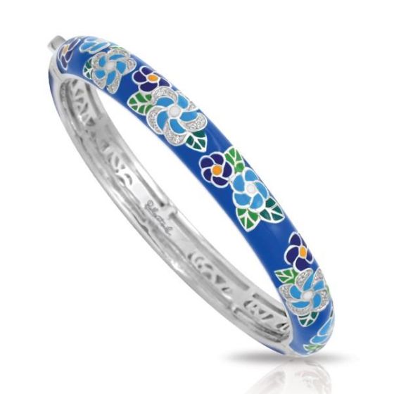 Belle Etoile Round Cubic Zirconia studded Blue Background Melia Bangle - 925 SS-Medium size