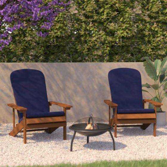 Indoor/Outdoor Teak Adirondack Chairs with Cream Cushions - Set of 2