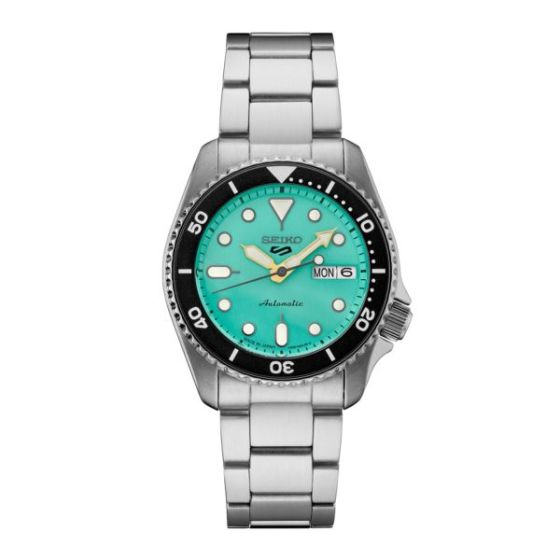 Men's Seiko 5 Sports SKX Mid-Size Silver-Tone Stainless Steel Watch Green Dial