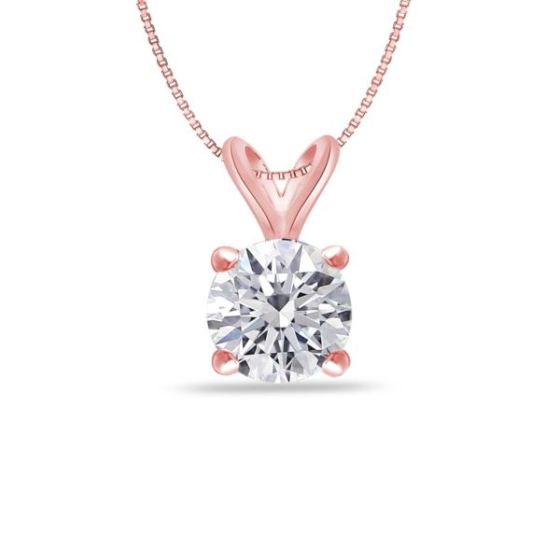 Bright White Round Lab Grown Diamond Pendant in 14K Rose Gold 0.30ct, Color-FG, Clarity-VS