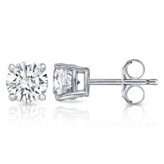 Bright White Round Lab Grown Diamond Prime Stud in 10K White Gold 0.60ct, Color-FG, Clarity-SI2 I1