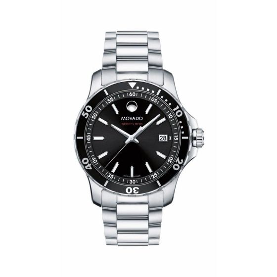 Mens Series 800 Silver-Tone Stainless Steel Watch Black Dial
