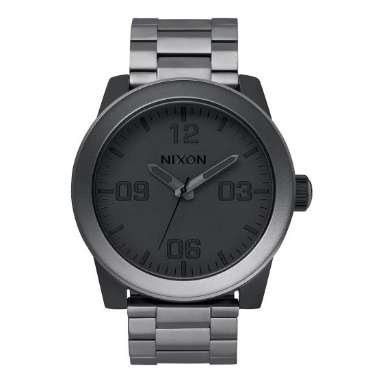Mens Corporal Stainless Steel Matte Black Watch Gunmetal Dial