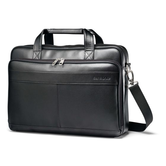 Leather Business Slim Brief - Black