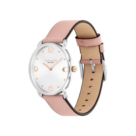 Ladies' Elliot Silver & Blush Leather Strap Watch Silver Dial
