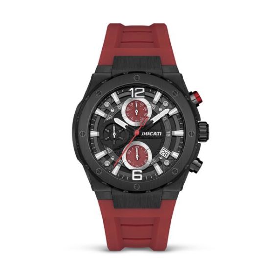 Ducati Chronograph Watch Red Strap Size Mens Stand
