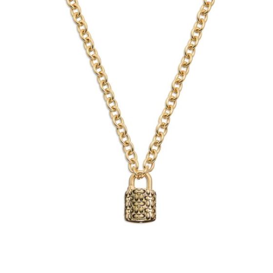 Signature C Quilted Padlock Pendant - Gold