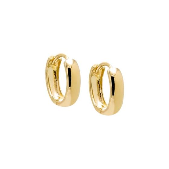Solid Rounded Wide Huggie Earring 14K Size 11MM