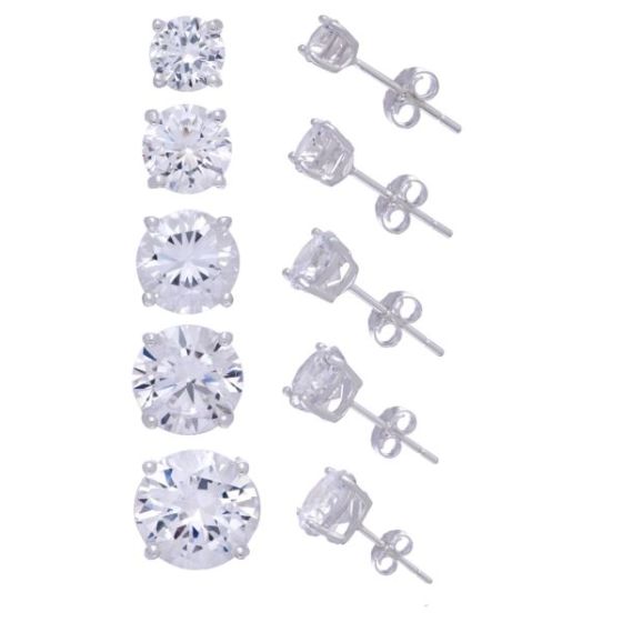 Sterling Silver Sapphire Earrings Set Size 5 Pairs