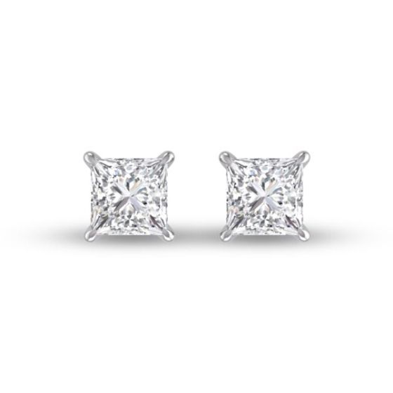 Lab Grown 1/2 CT Princess Cut Diamond Earrings