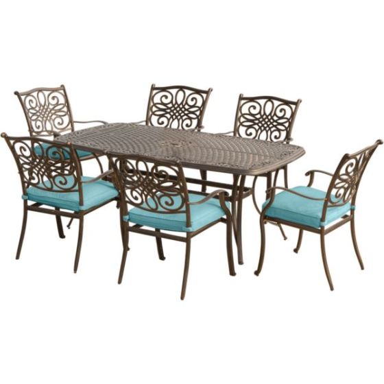 Traditions 7-Piece Outdoor Dining Set in Blue