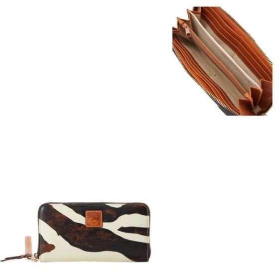 Zebra Leather Large Zip Around Wristlet
