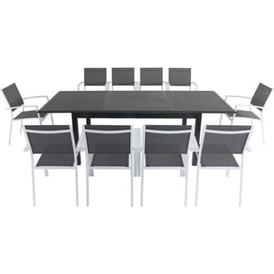 Cameron 11-Piece Expandable Dining Set with 10 Sling Dining Chairs and a 40