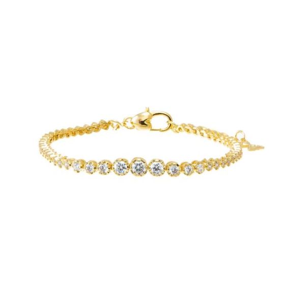 CZ Bezel Graduated Tennis Bracelet Size 7.5