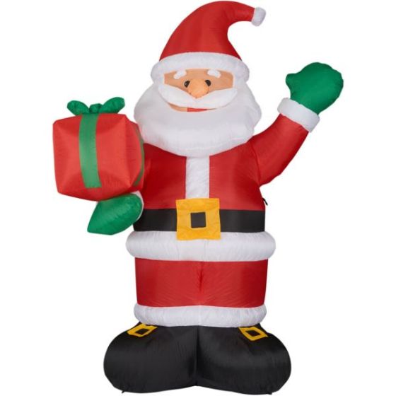 10-Ft. Tall Santa Claus Holding Gift, Prelit Outdoor Christmas Inflatable with Storage Bag