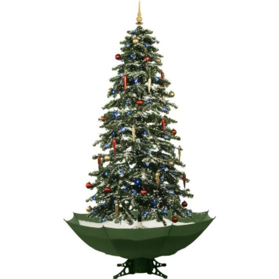 67-In. Musical Snowy Indoor Holiday Decor, Green Christmas Tree with Green Umbrella Base