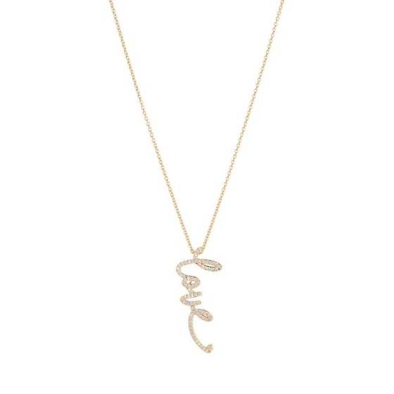 Pave Love Necklace Gold