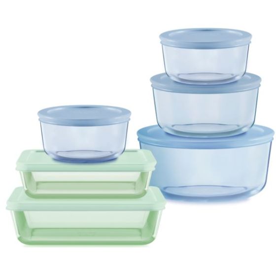 12pc Simply Store Tinted Glass Food Storage Set Green & Blue