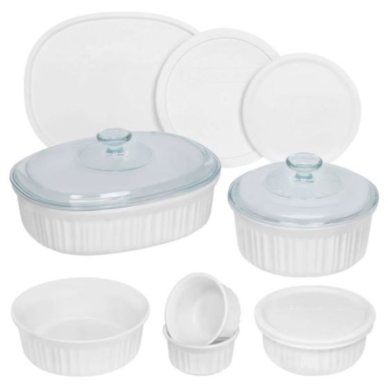 French White 12pc Ceramic Round & Oval Bakeware Set