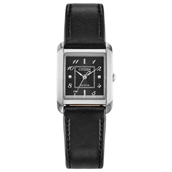Ladies' Bianca Black Dial Leather Strap Watch