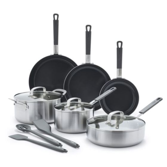 Stainless Steel PFAS-Free Nonstick 12pc Cookware Set